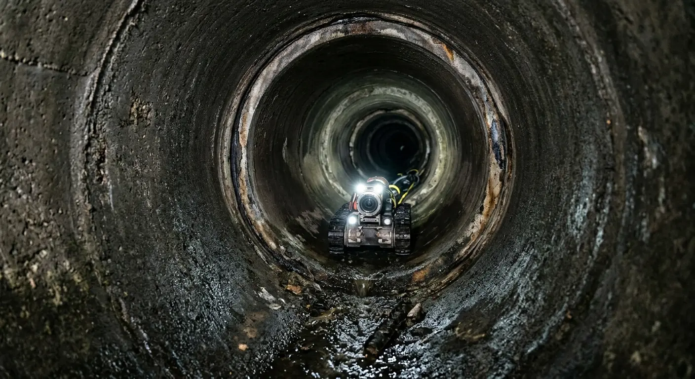Robotic sewer camera inspecting pipe interior for Sewer Line Repair in Sarasota Springs